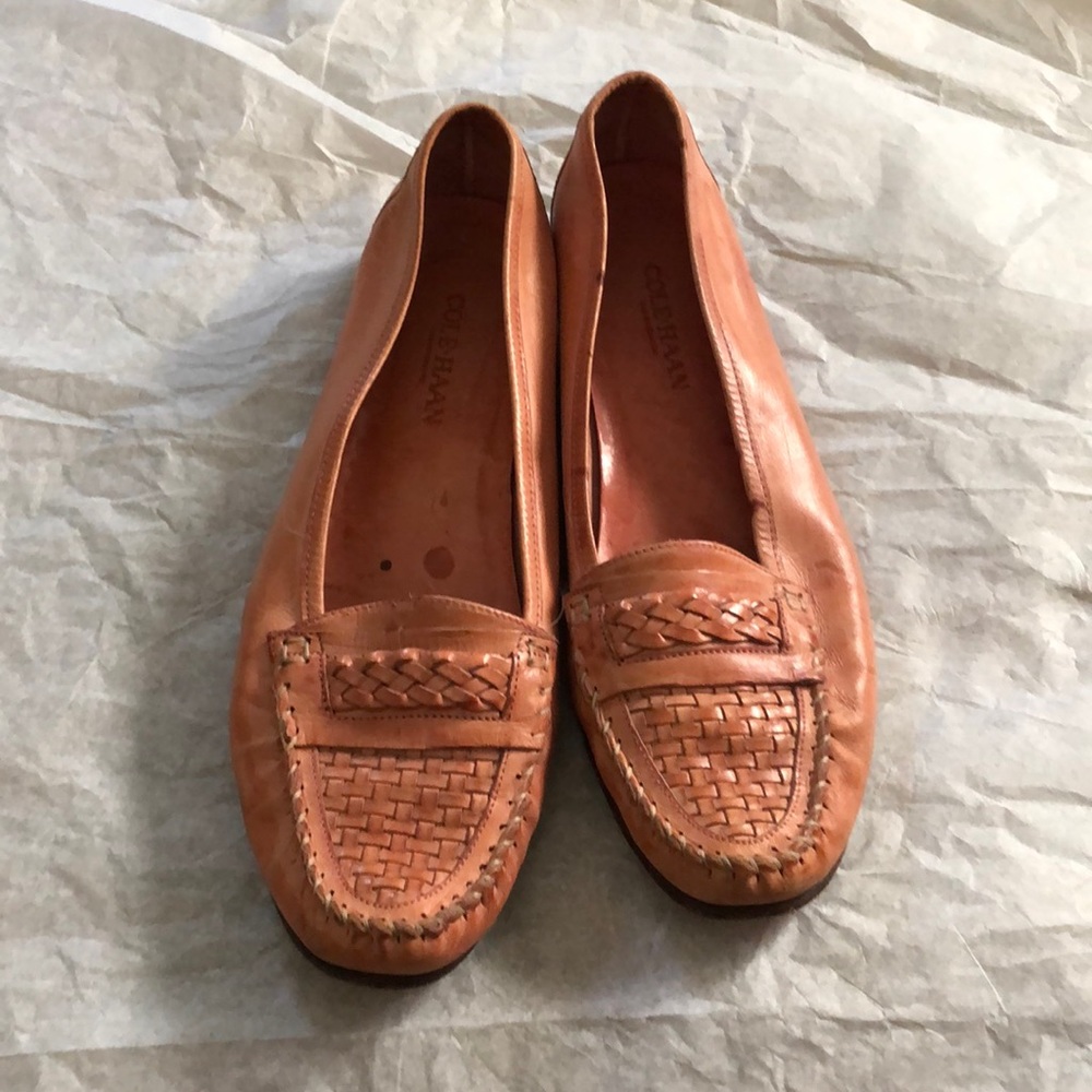 Cole Haan Women’s Tan Woven Leather Loafers